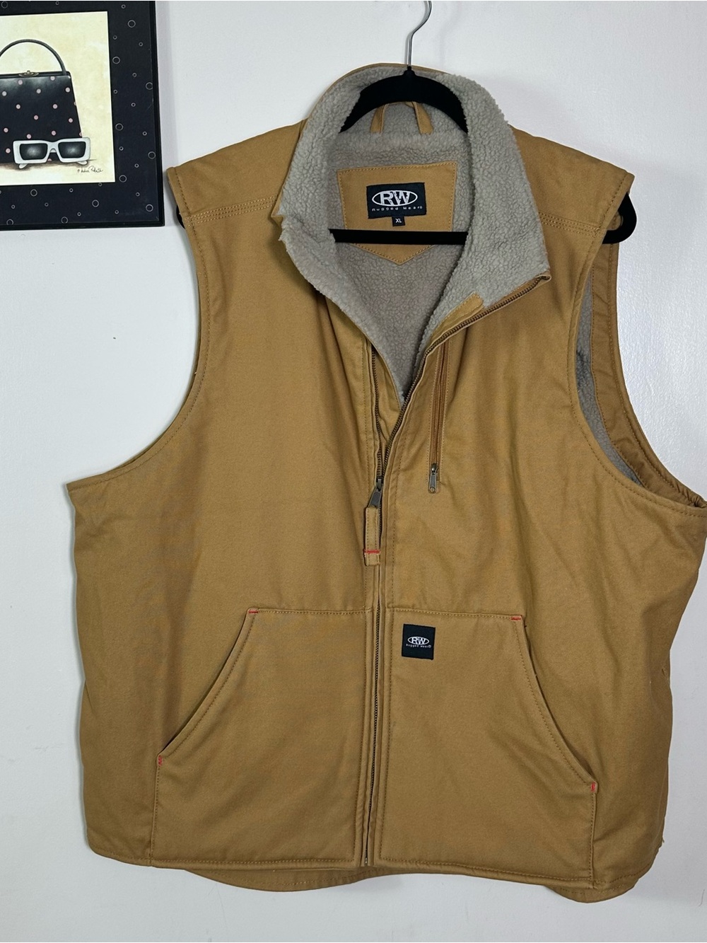 RW Workwear Sherpa-Lined Vest in Tan